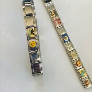Italian Link Bracelet with Colorful Charms stainless steel 29 links